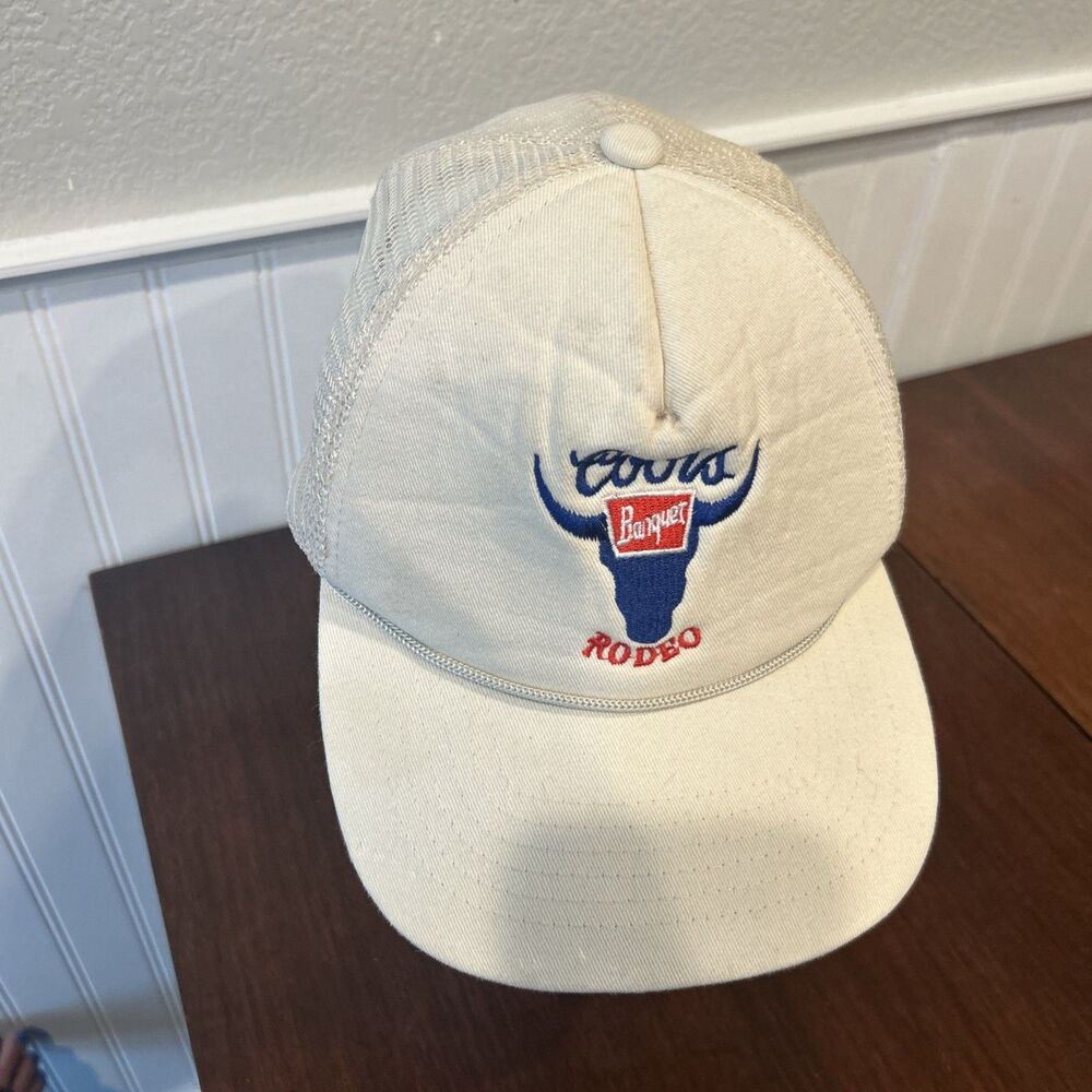 Coors RODEO Beer Banquet White Hat Cap Snapback Rope Promotional - Picture 9 of 13